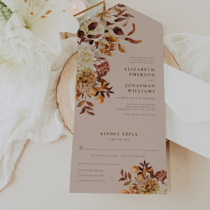 Elegant Fall Wedding All In One Uitnodiging