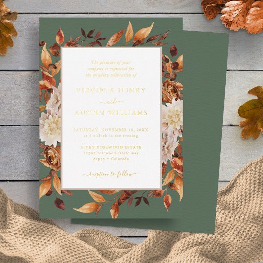 Elegant Fall Wedding Folie Uitnodiging