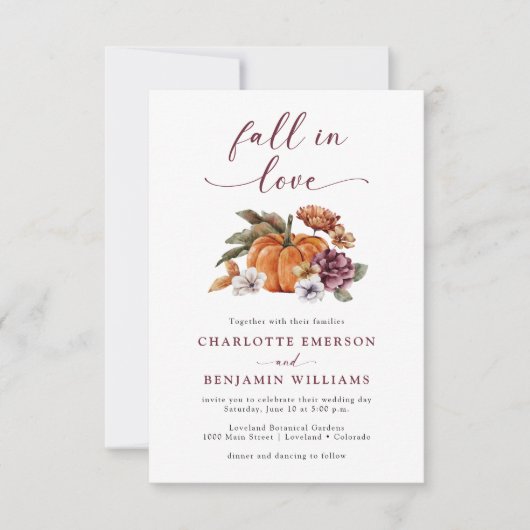 Elegant Fall Wedding Kaart (Voorkant)