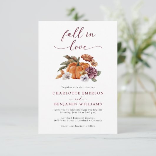 Elegant Fall Wedding Kaart (Staand voorkant)