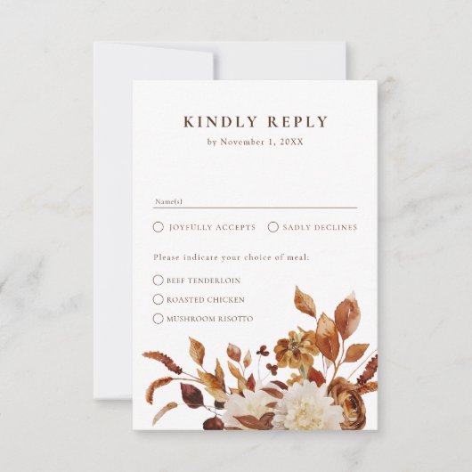 Elegant Fall Wedding RSVP Kaartje (Voorkant)