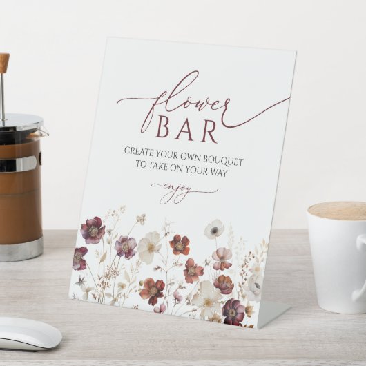 Elegant Fall Wildflowers Flower Bar Sign Reclamebord Met Voetstuk (Insitu)
