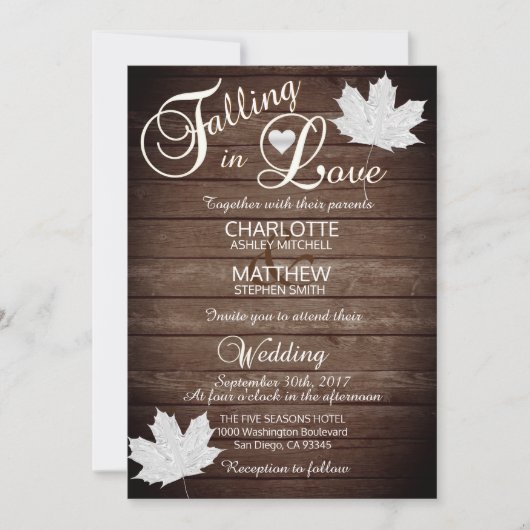 Elegant FALLING in LOVE Rustic Country Wedding Kaart (Voorkant)