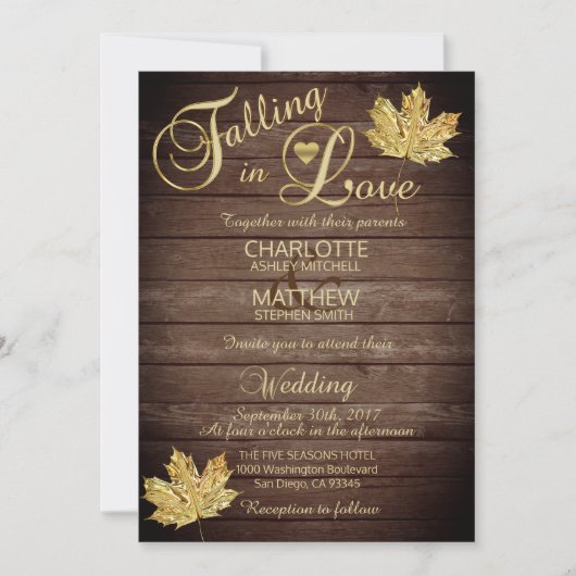 Elegant FALLING in LOVE Rustic Country Wedding Kaart (Voorkant)