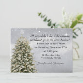 Elegant Falling Snow-kerstdiner Kaart (Staand voorkant)