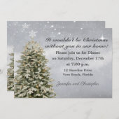Elegant Falling Snow-kerstdiner Kaart (Voorkant / Achterkant)