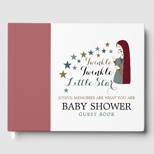 Elegant Falling Stars, Baby shower Gastenboek (Voorkant)