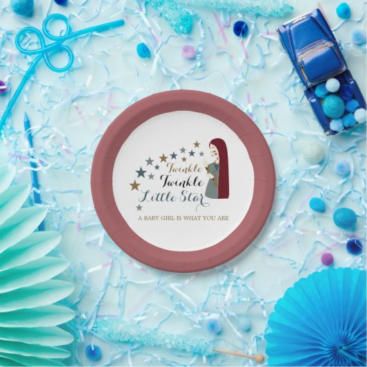 Elegant Falling Stars, Baby shower Papieren Bordje (Feest)