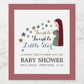 Elegant Falling Stars, Baby shower Wijn Etiket (Enkel label)