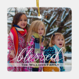 Elegant Familie Foto Kerstwinter Keramisch Ornament