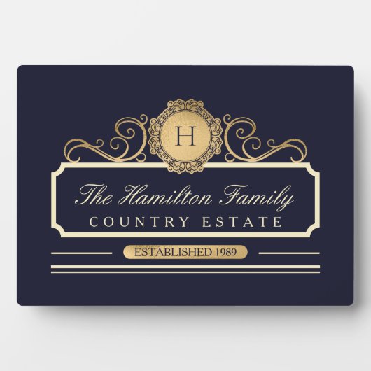 Elegant Familie Huis Goud Marine Fotoplaat (voorkant)