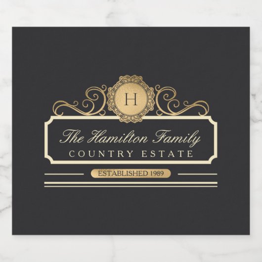 Elegant Familie Huis Goud Sparkling Wijnetiket (Enkel label)