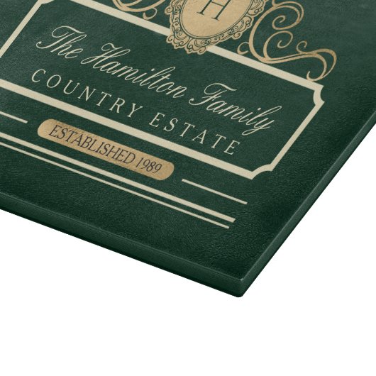 Elegant Familie Huis Monogram Erfgoed Groen Snijplank (Hoek)