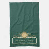 Elegant Familie Huis Monogram Erfgoed Groen Theedoek (Verticaal)