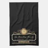 Elegant Familie Huis Monogram Goud Zwart Keuken Theedoek (Verticaal)
