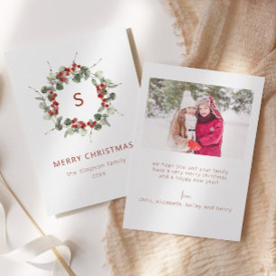 Elegant Familie Initiaal Foto Kerst Kaart