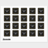 Elegant familie initiaal monogram zwart vierkante sticker (Vel)