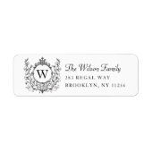 Elegant familie Monogram Crest Fancy retouradres Etiket (Voorkant)