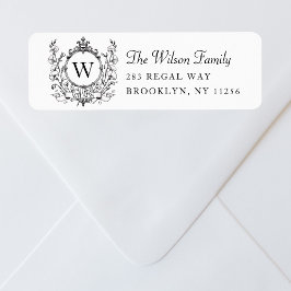 Elegant familie Monogram Crest Fancy retouradres Etiket