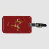 Elegant Familie Monogram donkerrood Bagagelabel (Voorkant (horizontaal))
