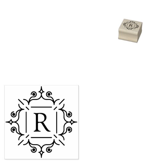 Elegant familie monogram, rubberstempel (Gestempeld)