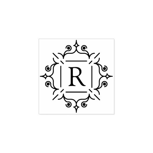 Elegant familie monogram, rubberstempel (Afrduk)