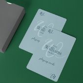 Elegant familie monogram stofblauw pokerkaarten
