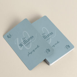 Elegant familie monogram stofblauw pokerkaarten