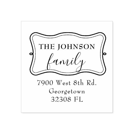 Elegant Familie Retouradres op maat Rubberstempel (Afrduk)
