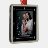 Elegant Familienaam Foto Kerstmis Metalen Ornament (Rechts)
