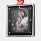 Elegant Familienaam Foto Kerstmis Metalen Ornament (Links)