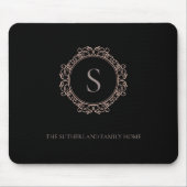 Elegant Familienaam Monogram Black Muismat (Voorkant)
