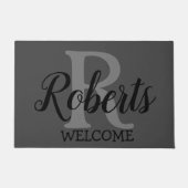 Elegant Familienaam Monogramed Deurmat (Voorkant)