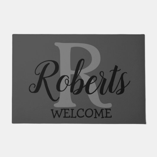 Elegant Familienaam Monogramed Deurmat (Voorkant)