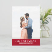 Elegant familienaam Red | Verticale feestfoto Feestdagenkaart (Staand voorkant)