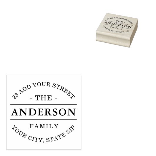 Elegant familienaam retouradres rubberstempel (Gestempeld)