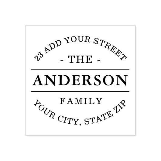 Elegant familienaam retouradres rubberstempel (Afrduk)