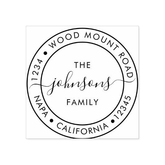 Elegant familienaam Script Return Address Rubberstempel (Afrduk)
