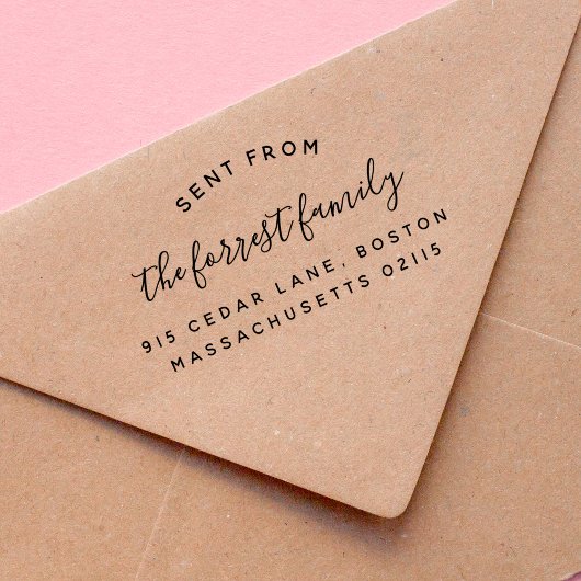 Elegant familienaam verzonden van terugkeeradres zelfinktende stempel