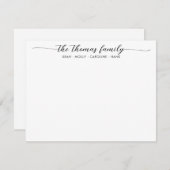 Elegant familienaam zwarte-scriptlettertype kallig notitiekaartje (Voorkant / Achterkant)