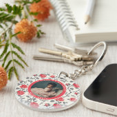 Elegant familiestuk Aangepaste roos bloem Sleutelhanger (Voorkant Rechts)
