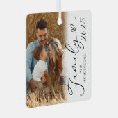 Elegant Family 2 Foto Kerstmis Metal Ornament (Voorkant Rechts)