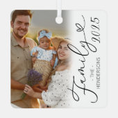 Elegant Family 2 Foto Kerstmis Metal Ornament (Achterkant)