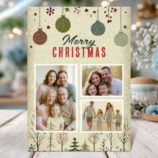 Elegant Family Christmas Photo Card Kaart