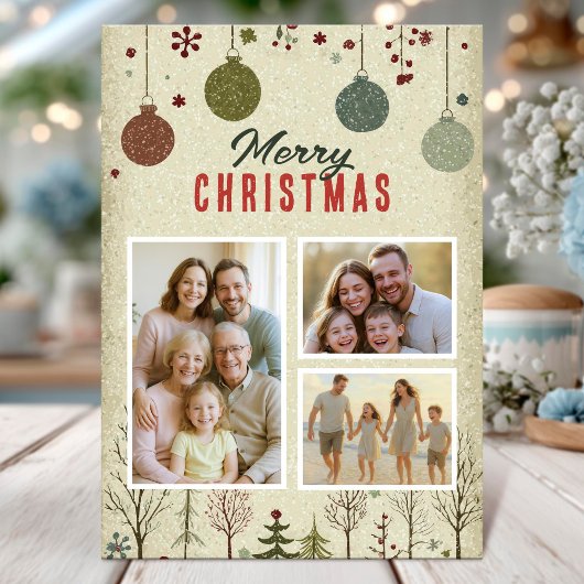 Elegant Family Christmas Photo Card Kaart