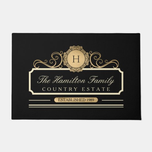 Elegant Family Home Gold Black Deurmat (Voorkant)