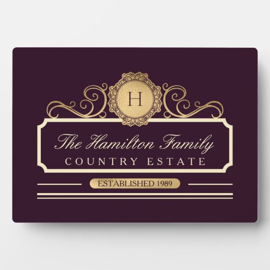 Elegant Family Home Gold Burgundy Plum Fotoplaat (voorkant)