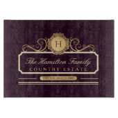 Elegant Family Home Monogram Burgundy Plum Wine Snijplank (Voorkant)