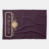 Elegant Family Home Monogram Burgundy Plum Wine Theedoek (Horizontaal)