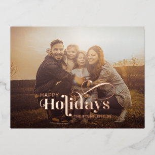 Elegant Family kerstfoto Roos Gold Folie Feestdagen Briefkaart